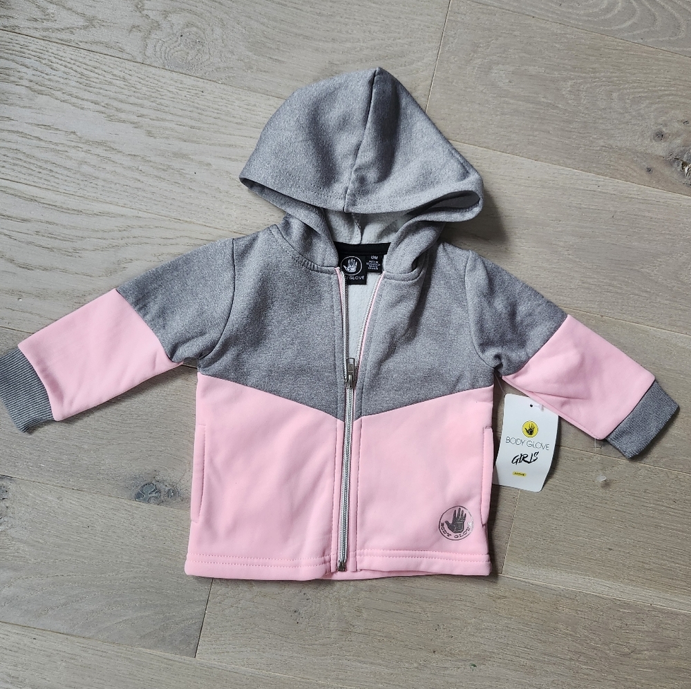 Body Glove Gray Pink Kids Hoodie 12 Months